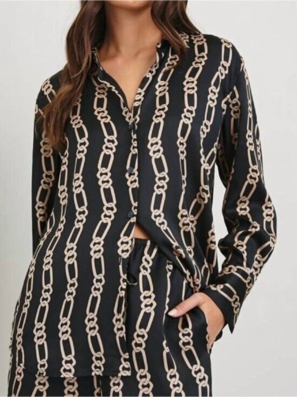 Rails Ledger Silky Chain Button Top Quiet Luxury Preppy Gold Luxury